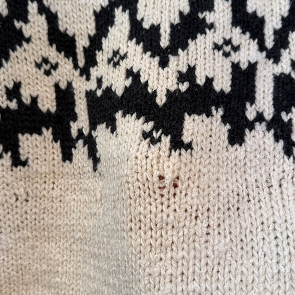 COS Fair Isle Chunky Crewneck Wool Sweater Cream Dark Grey Size XS - Picture 9 of 14